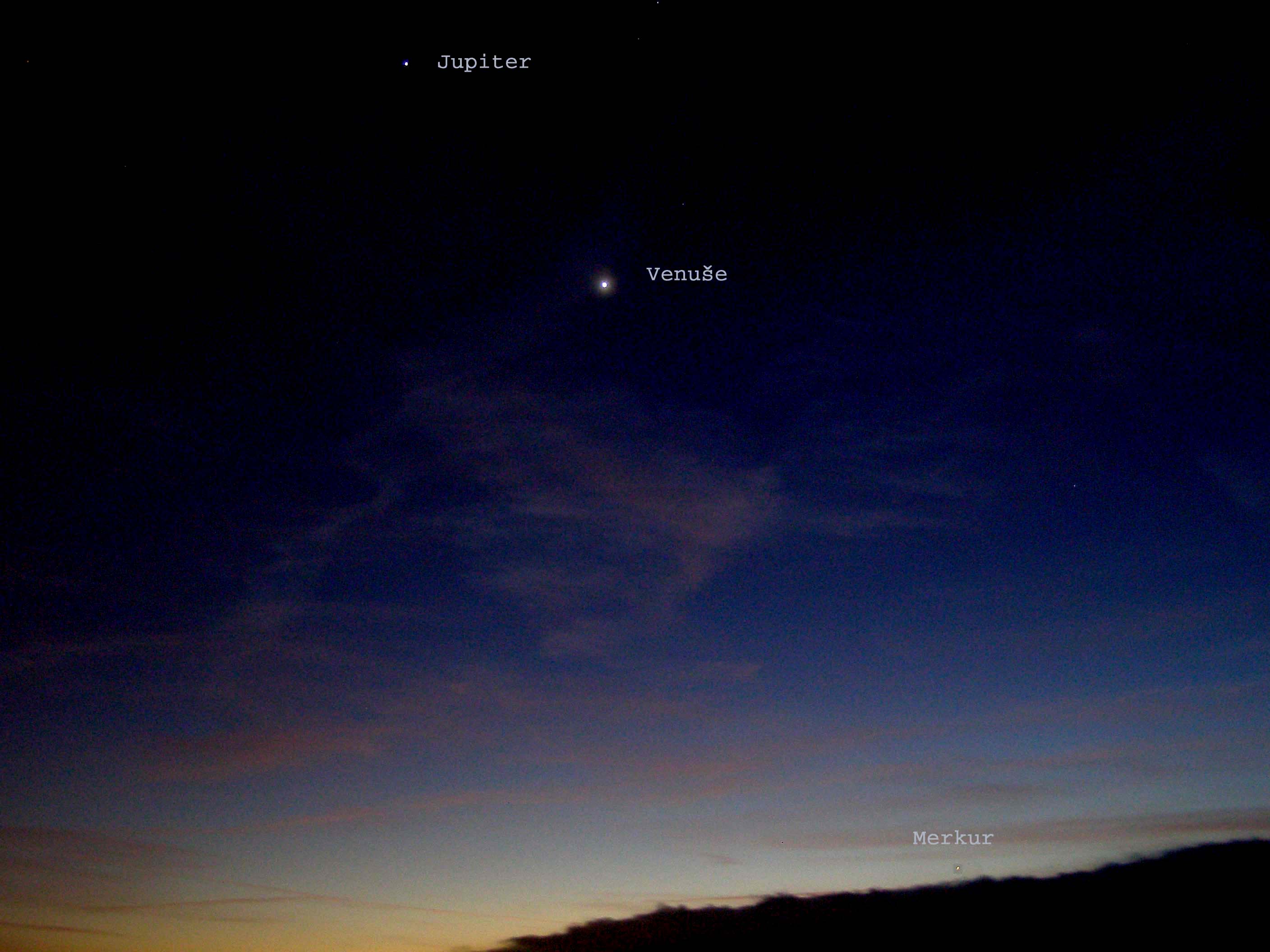 Jupiter,Venuše,Merkur1.3.2012